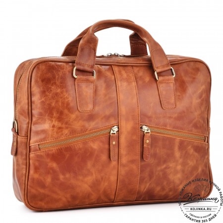 Кожаная деловая сумка "Окленд нью" (рыжий антик)